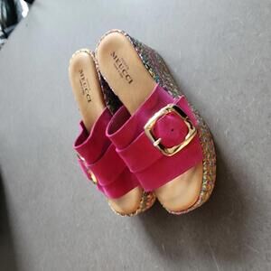 EUC Sesto Meucci Pink Suede Wedge espadrille Sandals 10 adorable flawless